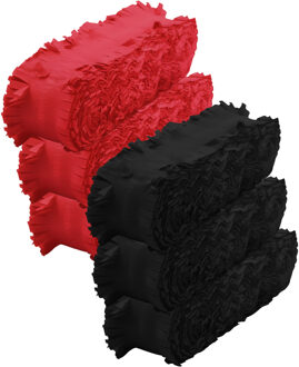 Crepe papier feest slingers set - zwart en rood - 6 meter p/st - feestversiering - 6x slingers