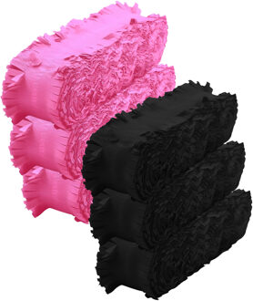 Crepe papier feest slingers set - zwart en roze - 6 meter p/st - feestversiering - 6x slingers