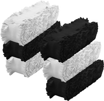 Crepe papier feest slingers set - zwart en wit - 6 meter p/st - feestversiering - 6x slingers
