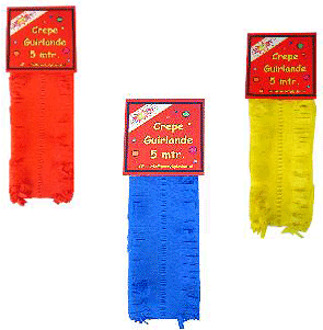 Crepe slingers rood-geel-blauw - Feestslingers Multikleur