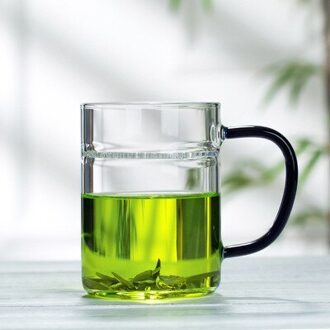 Crescent Cup Groen Filter Theekop hittebestendig Glas Mannen en Vrouwen Creatieve Kantoor Kopje Thee Filter Thee Transparant thee Speciale Blauw