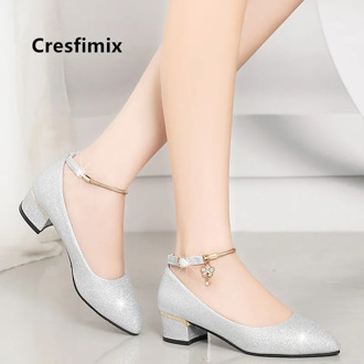 Cresfimix talon femme women fashion black high quality high heel shoes bridal silver wedding party high heels golden shoes a9123