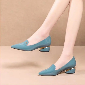 Cresfimix women cute sweet sky blue slip on heel shoes for office lady classic autumn shoes zapatos dama pumps for party a6165