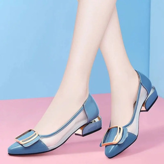 Cresfimix women fashion sky blue slip on transparent summer square heel pumps lady sexy party night club high heel shoes a6052f