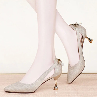 Cresfimix women fashion sweet light weight high quality slip on heel shoes lady party night club golden stiletto heels sa6455