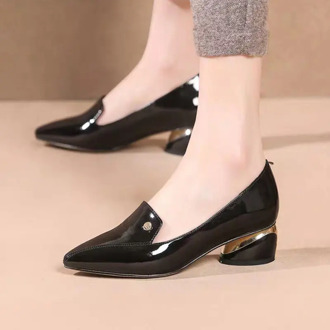 Cresfimix women fashion sweet office sky blue high heel shoes ladies square heel black pu leather pumps sapatilha feminina a5994