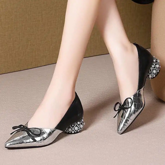 Cresfimix zapatos de mujer women fashion grey high quality party square heel pumps lady cool plus size night club shoes a6511