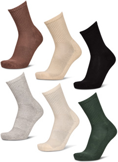 Crew 6 Pack Sokken Unisex - Beige - Maat 39 - 42 - Katoen