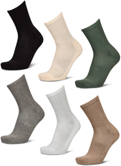 Crew 6 Pack Sokken Unisex - Blauw - Maat 43 - 46 - Katoen Blue