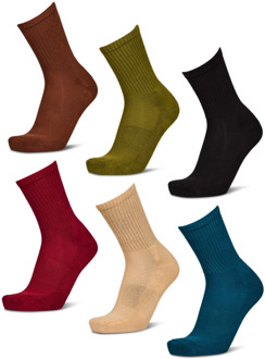 Crew 6 Pack Sokken Unisex - Bruin - Maat 43 - 46 - Katoen Brown