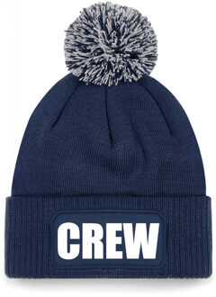 Crew muts/beanie met pompon - onesize - unisex - navy One size