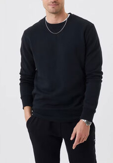 crew neck sweater - heren sweatshirt dik - zwart -  Maat: XL