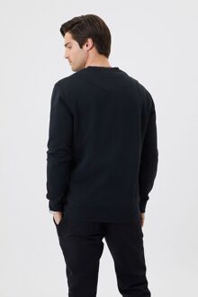 crew neck sweater sweatshirt (dik) - zwart -  Maat L