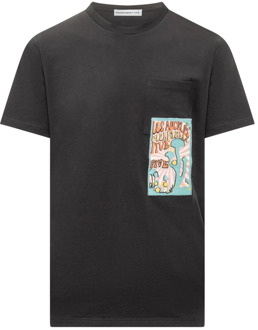 Crew Neck T-shirt met Uniek Borstzakje Department Five , Black , Heren - L,M,S