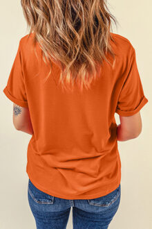 Crewneck Korte Mouwen T-shirt - maat S Oranje