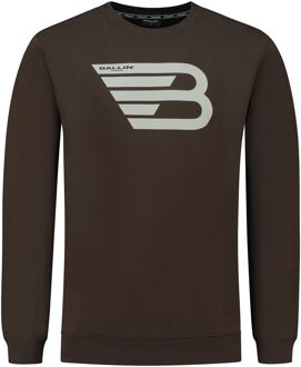 Crewneck Sweater Heren bruin - off white