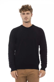 Crewneck Sweater, Lange Mouwen, Regular Fit Alpha Studio , Black , Heren - Xl,L,M,S