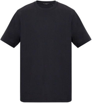 Crewneck T-shirt Theory , Black , Heren - S