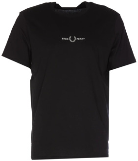 Crewneck Zwart Heren T-Shirt Fred Perry , Black , Heren - 2Xl,Xl