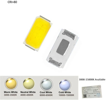 CRI 80 100pcs 5730 0.5W-150Ma 50-75lm 3200K 4000K 5000K 5500K 6000K 15000K Warm White Light SMD 5730 LED 5730 diodes (3.2~3.4V)