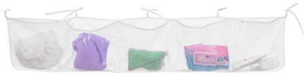 Crib Organizer Verpleging Pouch Draagbare Speelgoed Opbergtas Mesh Nachtkastje 5 Zakken Luier Baby Beddengoed Slaapkamer Wit Opknoping