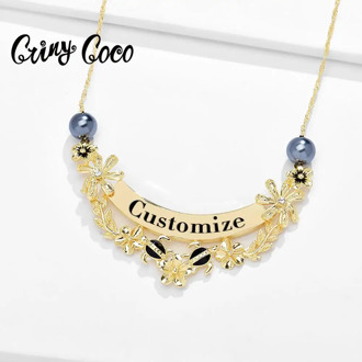 Cring Coco Customize Name Necklace Hawaii Personalized Custom Letters Chain Pendants Necklaces Girls Mother's Day Gift for Women
