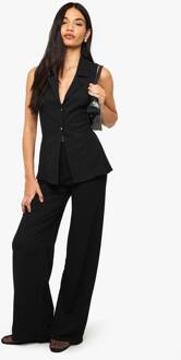 Crinkle Broek Met Wijde Pijpen, Black - 36