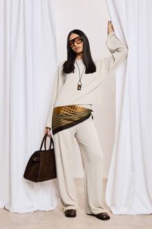 Crinkle Oversized Top En Wijde Pijpenbroek Co-Ord Set, Stone - 34