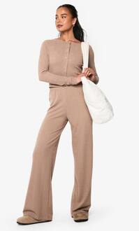 Crinkle Wijde Pijpbroek, Mocha - 34