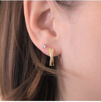 Criss oorbellen - Oostenrijks kristal Wit & Goud