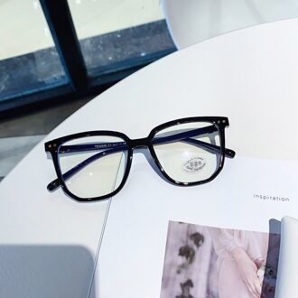 Crixalis Computer Bril Vrouwelijke Oversized TR90 Flexibele Transparante Lezen Brillen Frame Voor Vrouwen Blauw Licht Eyewear UV400 C1Black