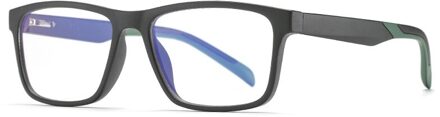 Crixalis Vierkant Blauw Licht Blokkeren Bril Mannen TR90 Flexibele Optiek Leesbril Zwart Frame Computer Gaming Brillen Mannelijke UV400 C2Green