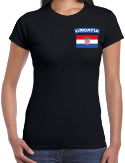 Croatia / Kroatie landen shirt met vlag zwart voor dames - borst bedrukking L