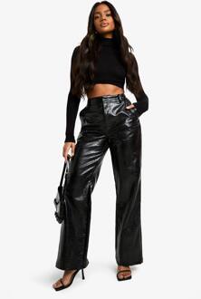 Croc Pu Broek Met Rechte Pijpen, Black - 36