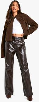 Croc Pu Broek Met Rechte Pijpen, Chocolate - 36