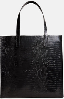 Croccon shopper met crocostructuur Zwart - 1 maat