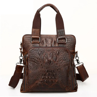 Crocodile Men Genuine Leather Handbags Vintage Male Messenger Bag Men Vertical Shoulder Bag Business Travel Briefcases