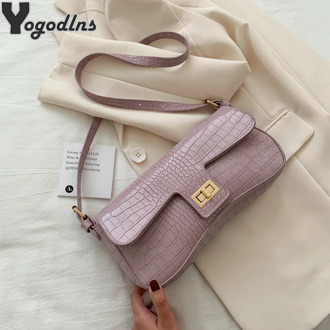 Crocodile Pattern Baguette Handbag and Purese for Women 2020 Ladies Small Shoulder Bags Fashion Design PU Leather Armpit Bag