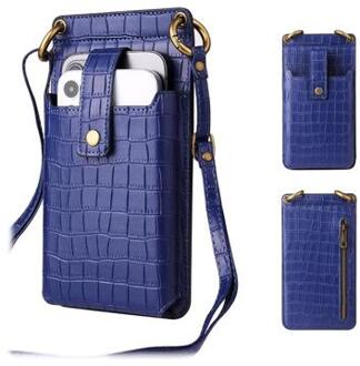 Crocodile Pattern Smartphone Crossbody Tas met Make-upspiegel - Blauw