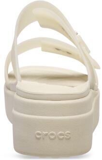 Crocs Brooklyn Buckle Low Wedge Dames Sandstone Sandalen Wit - EU 38 / UK 5