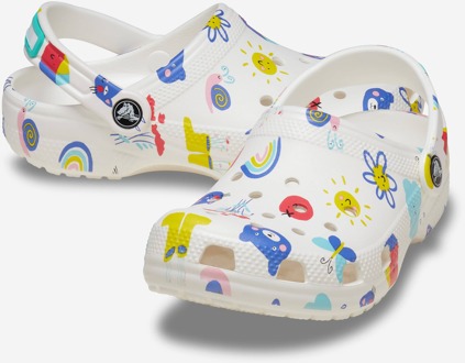 Crocs Classic Graphic Thermoplastische Witte/Multi Mocassins