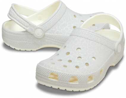 Crocs Junior Classic Glow Crackle Clog in wit voor jongens