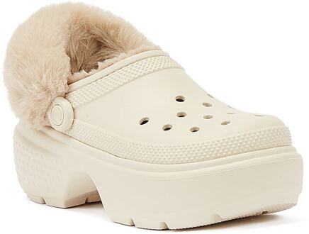 Crocs Stomp Gevoerd Klomp Dames Beige Sandalen Gebroken wit - EU 40.5 / UK 7