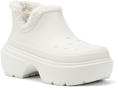 Crocs Stomp gevoerde korte dameslaars Off White Wit - EU 38 / UK 5