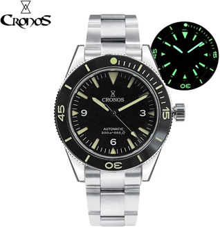 Cronos Sea Master 300 Diver Men Watch Sandwich Dial Automatic NH35 200M Water Resistant Rotating Bezel Metal Band