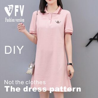 Crop Patroon Dames Revers Korte Mouwen Jurk Kostuum Maken Tekeningen BLQ-477 patroon Size 3XL