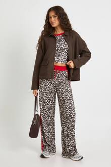 Crop Top En Broekset Met Luipaardprint En Pipingdetail, Red