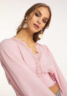 Cropped Blouse lange mouw gaya Roze
