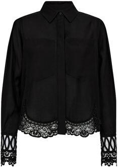 Cropped blouse met kanten details Molly  zwart - M,