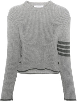 Cropped Cable Gebreide Trui Thom Browne , Gray , Dames - S,Xs